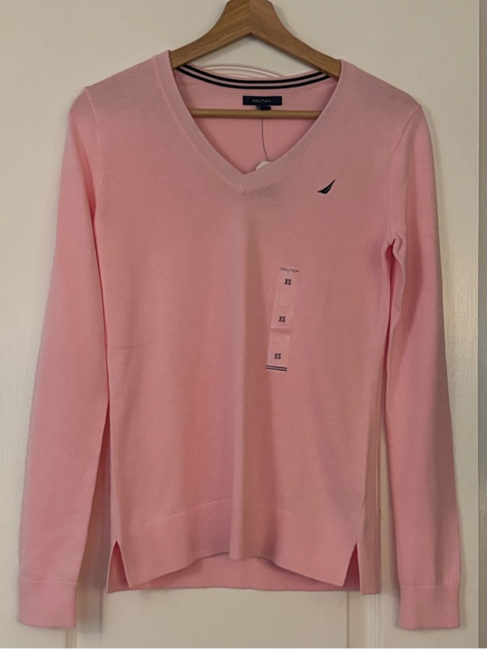 NWT Pink V-Neck Nautica Sweater - Size XS